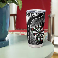 Personalised New Zealand Darts Tumbler Cup Aotearoa Fern Mix Paua Shell Manaia - Black LT14 - Polynesian Pride