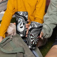Personalised New Zealand Darts Tumbler Cup Aotearoa Fern Mix Paua Shell Manaia - Black LT14 - Polynesian Pride