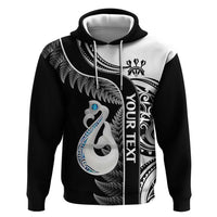 Personalised New Zealand Darts Zip Hoodie Aotearoa Fern Mix Paua Shell Manaia - Black LT14 Pullover Hoodie Black - Polynesian Pride