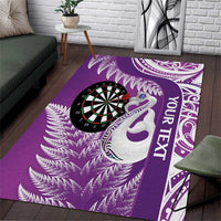 Personalised New Zealand Darts Area Rug Aotearoa Fern Mix Paua Shell Manaia - Purple LT14 Purple - Polynesian Pride