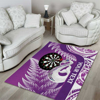 Personalised New Zealand Darts Area Rug Aotearoa Fern Mix Paua Shell Manaia - Purple LT14 - Polynesian Pride