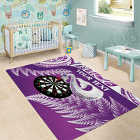Personalised New Zealand Darts Area Rug Aotearoa Fern Mix Paua Shell Manaia - Purple LT14 - Polynesian Pride