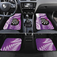 Personalised New Zealand Darts Car Mats Aotearoa Fern Mix Paua Shell Manaia - Purple LT14 Set 4pcs Purple - Polynesian Pride