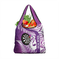 Personalised New Zealand Darts Grocery Bag Aotearoa Fern Mix Paua Shell Manaia - Purple LT14 1-pack One Size Purple - Polynesian Pride