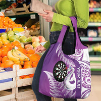Personalised New Zealand Darts Grocery Bag Aotearoa Fern Mix Paua Shell Manaia - Purple LT14 - Polynesian Pride