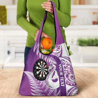 Personalised New Zealand Darts Grocery Bag Aotearoa Fern Mix Paua Shell Manaia - Purple LT14 - Polynesian Pride