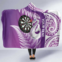Personalised New Zealand Darts Hooded Blanket Aotearoa Fern Mix Paua Shell Manaia - Purple LT14 One Size Purple - Polynesian Pride