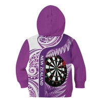 Personalised New Zealand Darts Kid Hoodie Aotearoa Fern Mix Paua Shell Manaia - Purple LT14 - Polynesian Pride