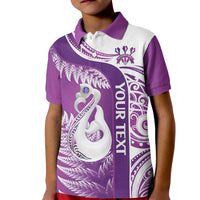 Personalised New Zealand Darts Kid Polo Shirt Aotearoa Fern Mix Paua Shell Manaia - Purple LT14 Kid Purple - Polynesian Pride