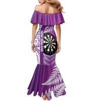 Personalised New Zealand Darts Mermaid Dress Aotearoa Fern Mix Paua Shell Manaia - Purple LT14 - Polynesian Pride