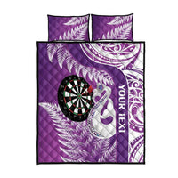 Personalised New Zealand Darts Quilt Bed Set Aotearoa Fern Mix Paua Shell Manaia - Purple LT14 - Polynesian Pride