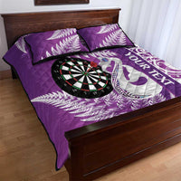 Personalised New Zealand Darts Quilt Bed Set Aotearoa Fern Mix Paua Shell Manaia - Purple LT14 - Polynesian Pride