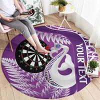Personalised New Zealand Darts Round Carpet Aotearoa Fern Mix Paua Shell Manaia - Purple LT14 - Polynesian Pride