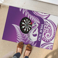 Personalised New Zealand Darts Rubber Doormat Aotearoa Fern Mix Paua Shell Manaia - Purple LT14 - Polynesian Pride