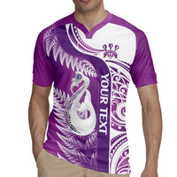 Personalised New Zealand Darts Rugby Jersey Aotearoa Fern Mix Paua Shell Manaia - Purple LT14 - Polynesian Pride