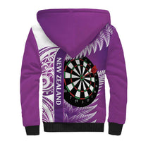 Personalised New Zealand Darts Sherpa Hoodie Aotearoa Fern Mix Paua Shell Manaia - Purple LT14 - Polynesian Pride