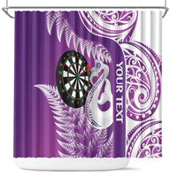 Personalised New Zealand Darts Shower Curtain Aotearoa Fern Mix Paua Shell Manaia - Purple LT14 Purple - Polynesian Pride