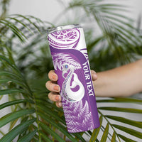 Personalised New Zealand Darts Skinny Tumbler Aotearoa Fern Mix Paua Shell Manaia - Purple LT14 - Polynesian Pride