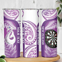Personalised New Zealand Darts Skinny Tumbler Aotearoa Fern Mix Paua Shell Manaia - Purple LT14 - Polynesian Pride