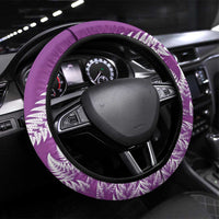 New Zealand Darts Steering Wheel Cover Aotearoa Fern Mix Paua Shell Manaia - Purple LT14 Universal Fit Purple - Polynesian Pride