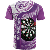 Personalised New Zealand Darts T Shirt Aotearoa Fern Mix Paua Shell Manaia - Purple LT14 - Polynesian Pride