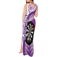 Personalised New Zealand Darts Tank Maxi Dress Aotearoa Fern Mix Paua Shell Manaia - Purple LT14 - Polynesian Pride