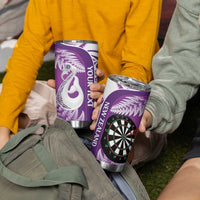 Personalised New Zealand Darts Tumbler Cup Aotearoa Fern Mix Paua Shell Manaia - Purple LT14 - Polynesian Pride