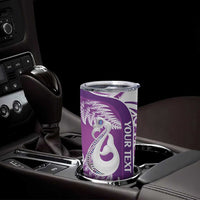 Personalised New Zealand Darts Tumbler Cup Aotearoa Fern Mix Paua Shell Manaia - Purple LT14 - Polynesian Pride