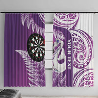 Personalised New Zealand Darts Window Curtain Aotearoa Fern Mix Paua Shell Manaia - Purple LT14 With Hooks Purple - Polynesian Pride