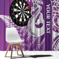 Personalised New Zealand Darts Window Curtain Aotearoa Fern Mix Paua Shell Manaia - Purple LT14 - Polynesian Pride