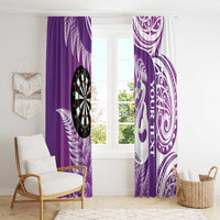 Personalised New Zealand Darts Window Curtain Aotearoa Fern Mix Paua Shell Manaia - Purple LT14 - Polynesian Pride