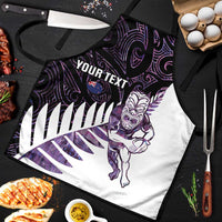 New Zealand Silver Fern Rugby Custom Apron Go All Black Purple Maori Paua Shell LT14 Purple - Polynesian Pride