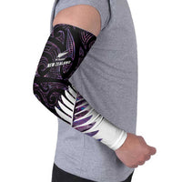 New Zealand Silver Fern Rugby Custom Arm Sleeves Go All Black Purple Maori Paua Shell LT14 - Polynesian Pride