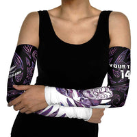 New Zealand Silver Fern Rugby Custom Arm Sleeves Go All Black Purple Maori Paua Shell LT14 - Polynesian Pride
