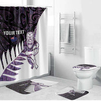 New Zealand Silver Fern Rugby Custom Bathroom Set Go All Black Purple Maori Paua Shell LT14 Bathroom Set (4 pcs) Purple - Polynesian Pride