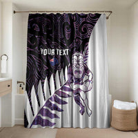 New Zealand Silver Fern Rugby Custom Bathroom Set Go All Black Purple Maori Paua Shell LT14 Shower Curtain Only Purple - Polynesian Pride