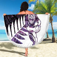 New Zealand Silver Fern Rugby Custom Beach Blanket Go All Black Purple Maori Paua Shell LT14 - Polynesian Pride