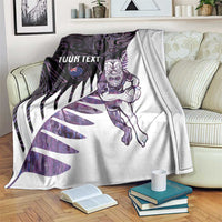 New Zealand Silver Fern Rugby Custom Blanket Go All Black Purple Maori Paua Shell LT14 Purple - Polynesian Pride
