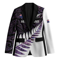 New Zealand Silver Fern Rugby Custom Blazer Go All Black Purple Maori Paua Shell LT14 Unisex Purple - Polynesian Pride