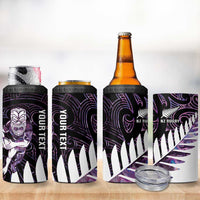New Zealand Silver Fern Rugby Custom 4 in 1 Can Cooler Tumbler Go All Black Purple Maori Paua Shell LT14 - Polynesian Pride