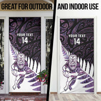 New Zealand Silver Fern Rugby Custom Door Cover Go All Black Purple Maori Paua Shell LT14 - Polynesian Pride