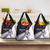 New Zealand Silver Fern Rugby Custom Grocery Bag Go All Black Purple Maori Paua Shell LT14 3-pack One Size Purple - Polynesian Pride