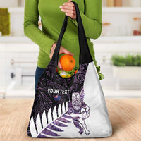 New Zealand Silver Fern Rugby Custom Grocery Bag Go All Black Purple Maori Paua Shell LT14 - Polynesian Pride
