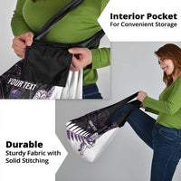 New Zealand Silver Fern Rugby Custom Grocery Bag Go All Black Purple Maori Paua Shell LT14 - Polynesian Pride