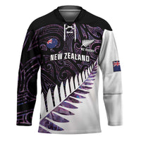 New Zealand Silver Fern Rugby Custom Hockey Jersey Go All Black Purple Maori Paua Shell LT14 Unisex Purple - Polynesian Pride