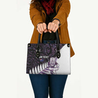 New Zealand Silver Fern Rugby Custom Leather Bag Go All Black Purple Maori Paua Shell LT14 Purple - Polynesian Pride