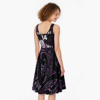 New Zealand Silver Fern Rugby Custom Midi Dress Go All Black Purple Maori Paua Shell LT14 - Polynesian Pride