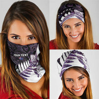 New Zealand Silver Fern Rugby Custom Neck Gaiter Go All Black Purple Maori Paua Shell LT14 - Polynesian Pride