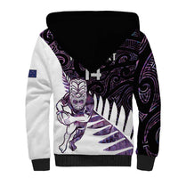 New Zealand Silver Fern Rugby Custom Sherpa Hoodie Go All Black Purple Maori Paua Shell LT14 - Polynesian Pride