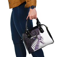 New Zealand Silver Fern Rugby Custom Shoulder Handbag Go All Black Purple Maori Paua Shell LT14 - Polynesian Pride